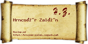 Hrncsár Zalán névjegykártya